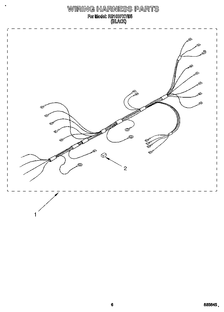 WIRING HARNESS Diagram and Parts List for RB100PXYB5  Whirlpool Wall Oven