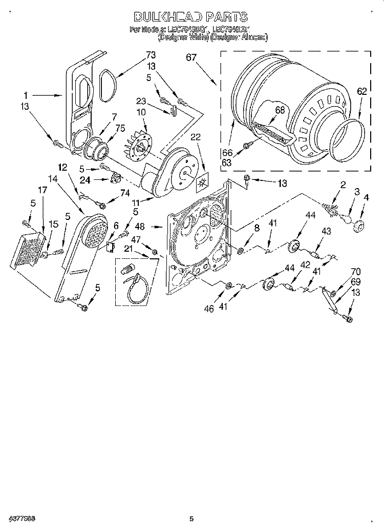 SECTION Diagram and Parts List for LEC7646DQ1  Whirlpool Dryer