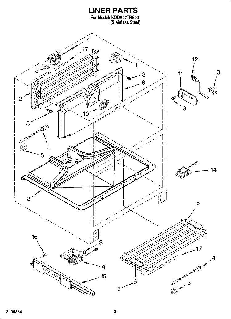 LINER PARTS Diagram and Parts List for KDDA27TRS00  KitchenAid Refrigerator