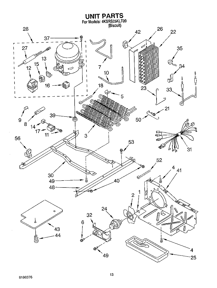 UNIT Diagram and Parts List for 4KSRS25KLT00  KitchenAid Refrigerator