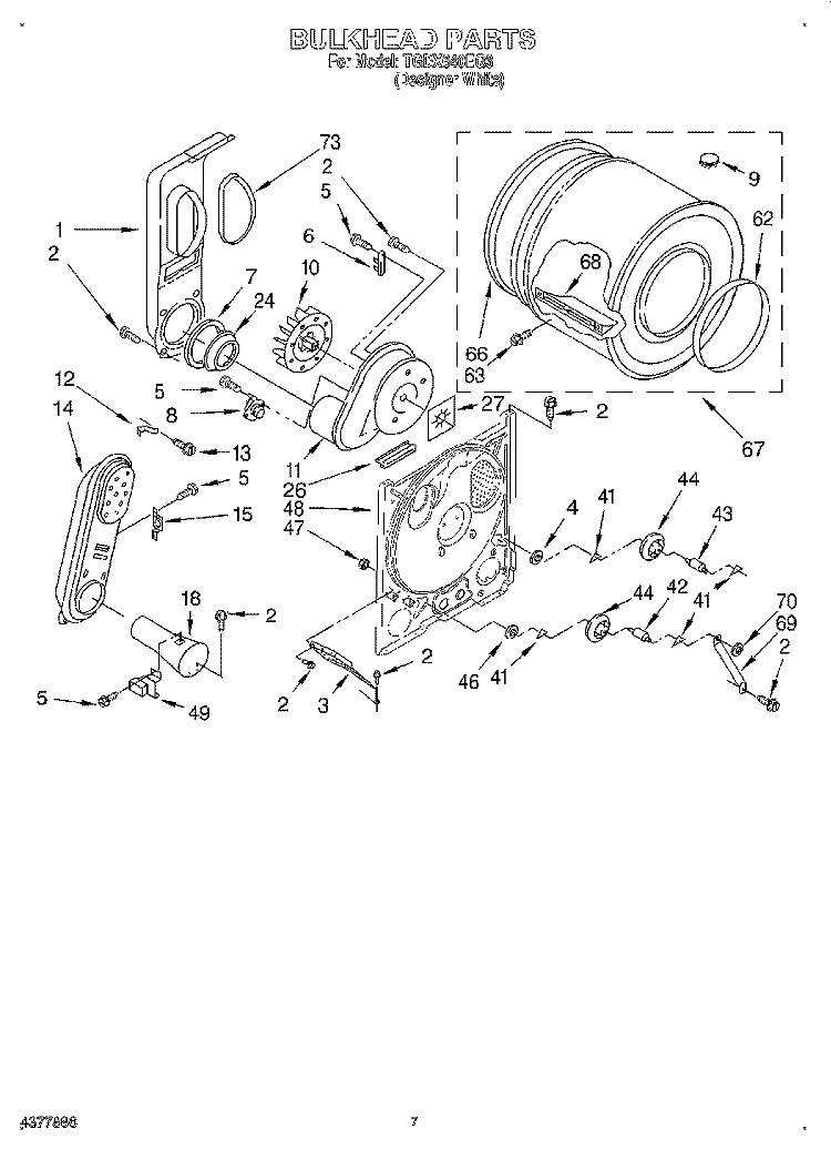 BULKHEAD Diagram and Parts List for TGDX640EQ3  Estate Dryer