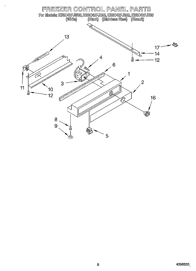 FREEZER CONTROL PANEL Diagram and Parts List for KSSC42FJW00  KitchenAid Refrigerator