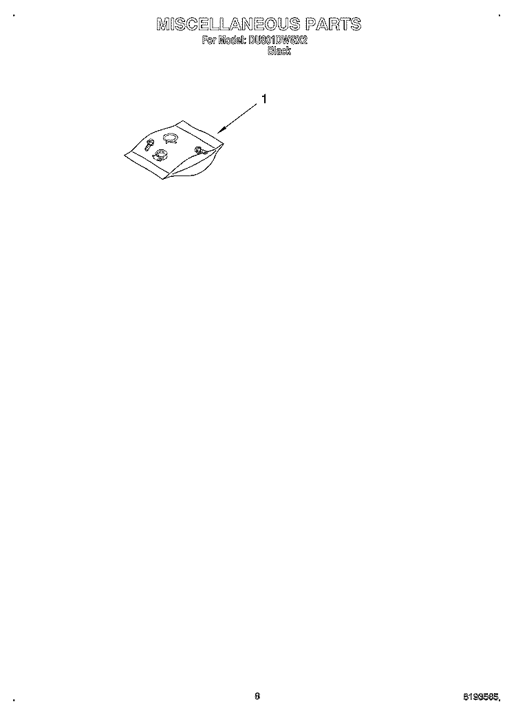 MISCELLANEOUS Diagram and Parts List for DU801DWGX2  Whirlpool Dishwasher
