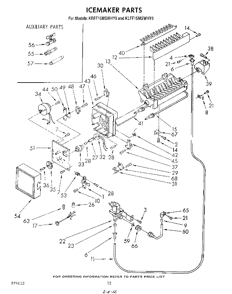 ICE MAKER Diagram and Parts List for KLFF15MSWHY0  KitchenAid Freezer
