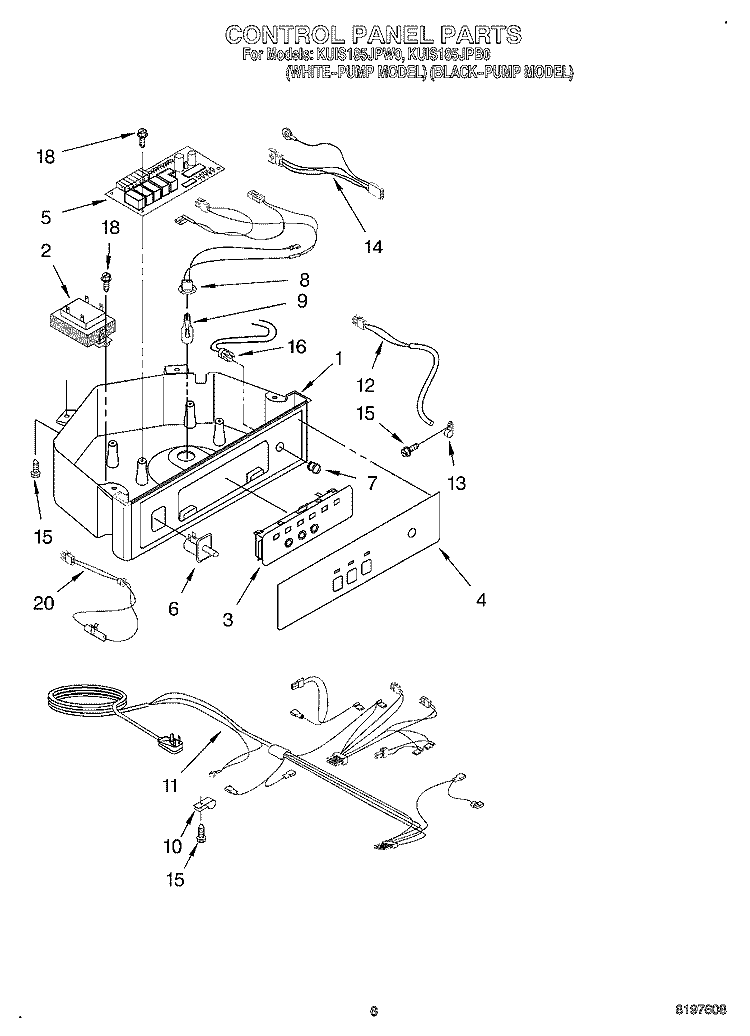 CONTROL PANEL Diagram and Parts List for KUIS185JPW0  KitchenAid Ice Maker
