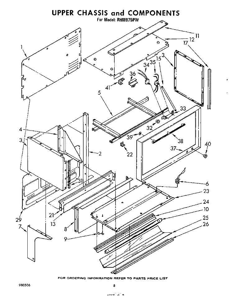 UPPER CHASSIS AND COMPONENTS Diagram and Parts List for RHM975PW  Whirlpool Range