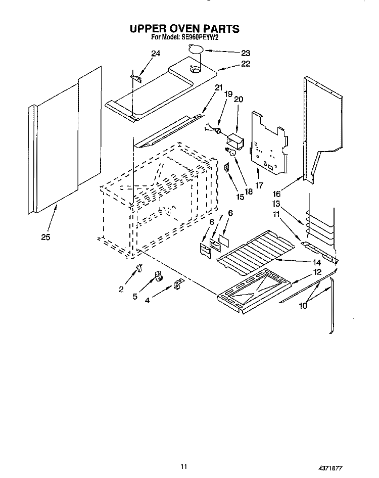 UPPER OVEN Diagram and Parts List for SE960PEYN2  Whirlpool Range