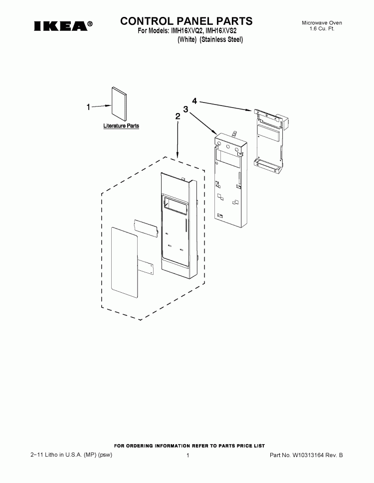 CONTROL PANEL PARTS Diagram and Parts List for IMH16XVS2  Whirlpool Microwave