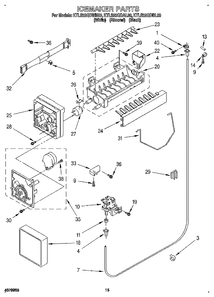ICEMAKER Diagram and Parts List for KTLS22QDAL00  KitchenAid Refrigerator