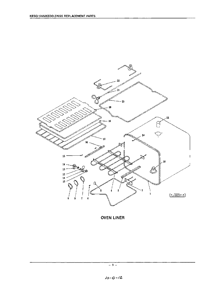 OVEN LINER Diagram and Parts List for KESO176S  KitchenAid Wall Oven