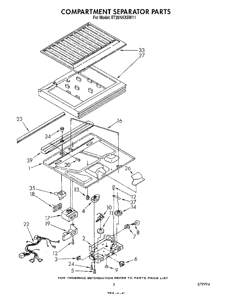 COMPARTMENT SEPARATOR Diagram and Parts List for ET20NKXSW11  Whirlpool Refrigerator