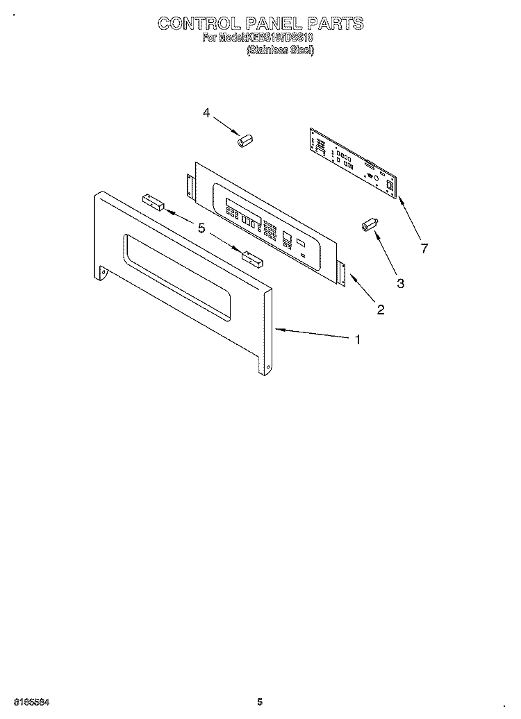 CONTROL PANEL Diagram and Parts List for KEBS107DSS10  KitchenAid Wall Oven