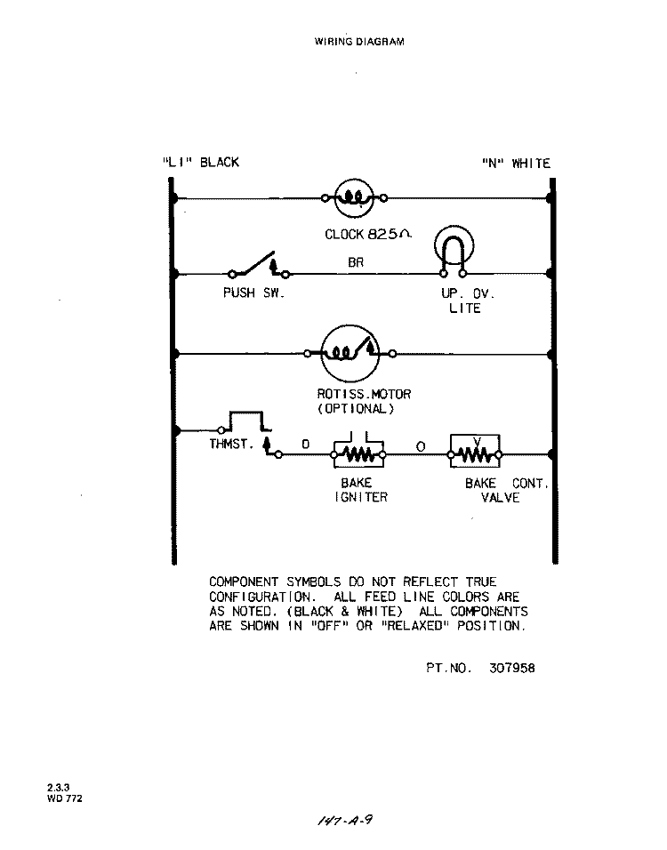 WIRING DIAGRAM Diagram and Parts List for 1053B1A  Roper Wall Oven