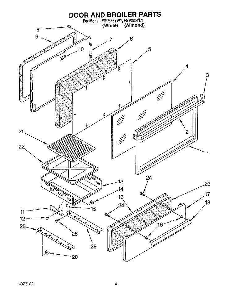 SECTION Diagram and Parts List for FGP335YW1  Roper Range