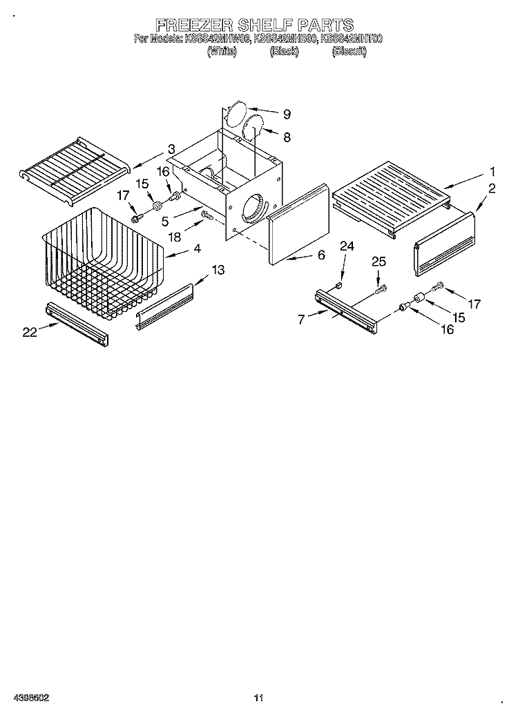 FREEZER SHELF Diagram and Parts List for KSSS42MHT00  KitchenAid Refrigerator