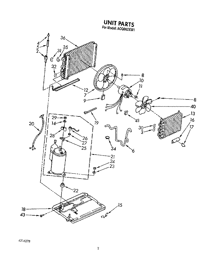 UNIT, LIT/OPTIONAL Diagram and Parts List for ACQ062XW1  Whirlpool Air Conditioner