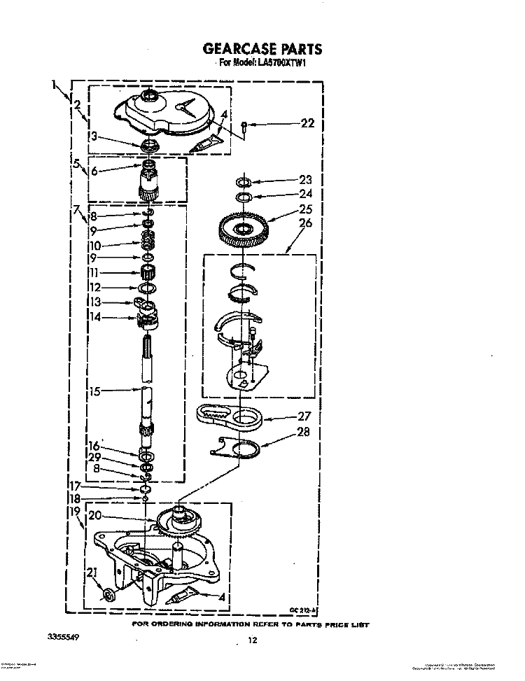 GEARCASE Diagram and Parts List for LA5700XTN1  Whirlpool Washer