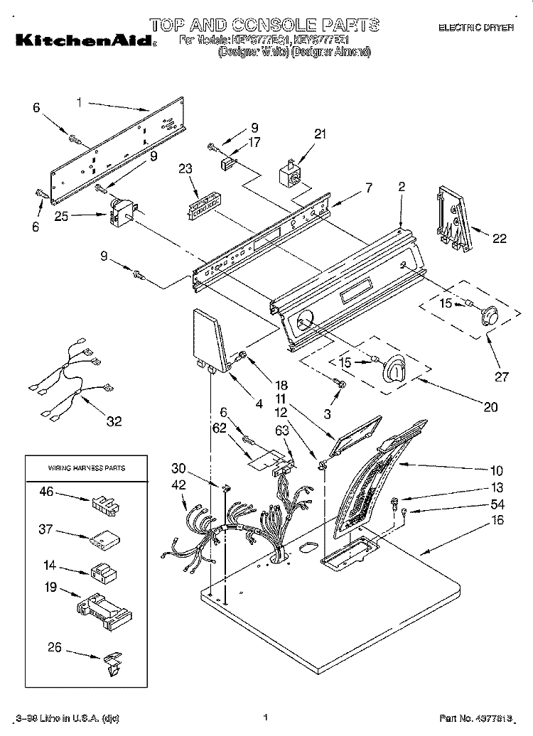 SECTION Diagram and Parts List for KEYS777EZ1  KitchenAid Dryer