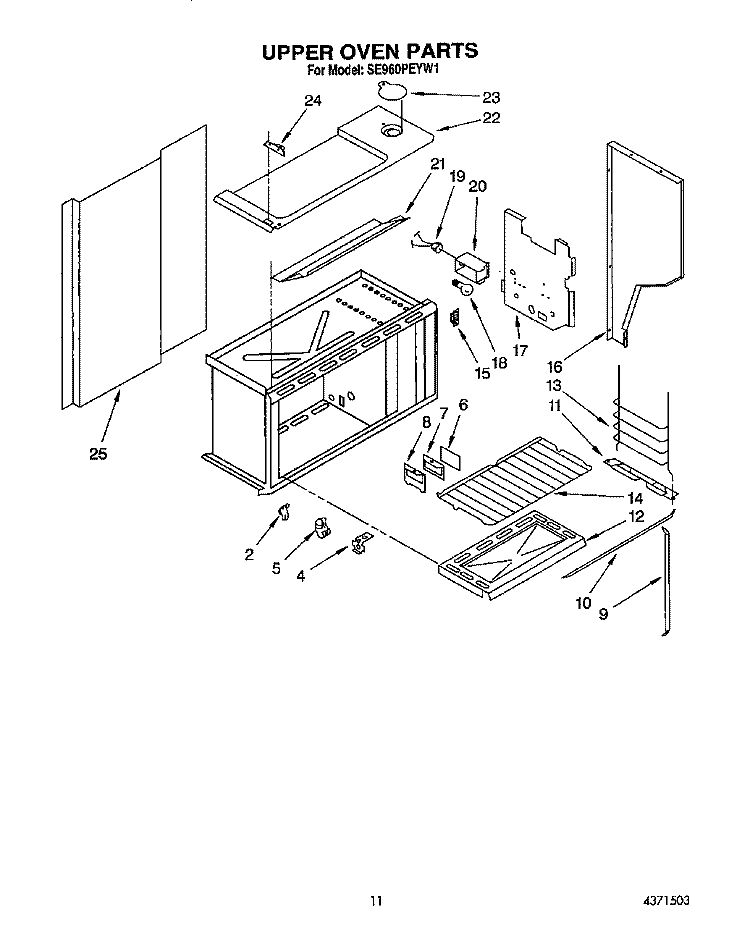 UPPER OVEN Diagram and Parts List for SE960PEYN1  Whirlpool Range