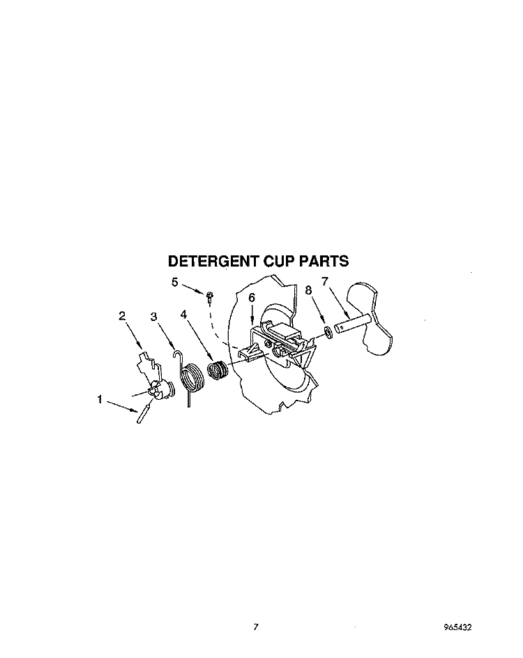 DETERGENT CUP Diagram and Parts List for WU0800XX1  Roper Dishwasher