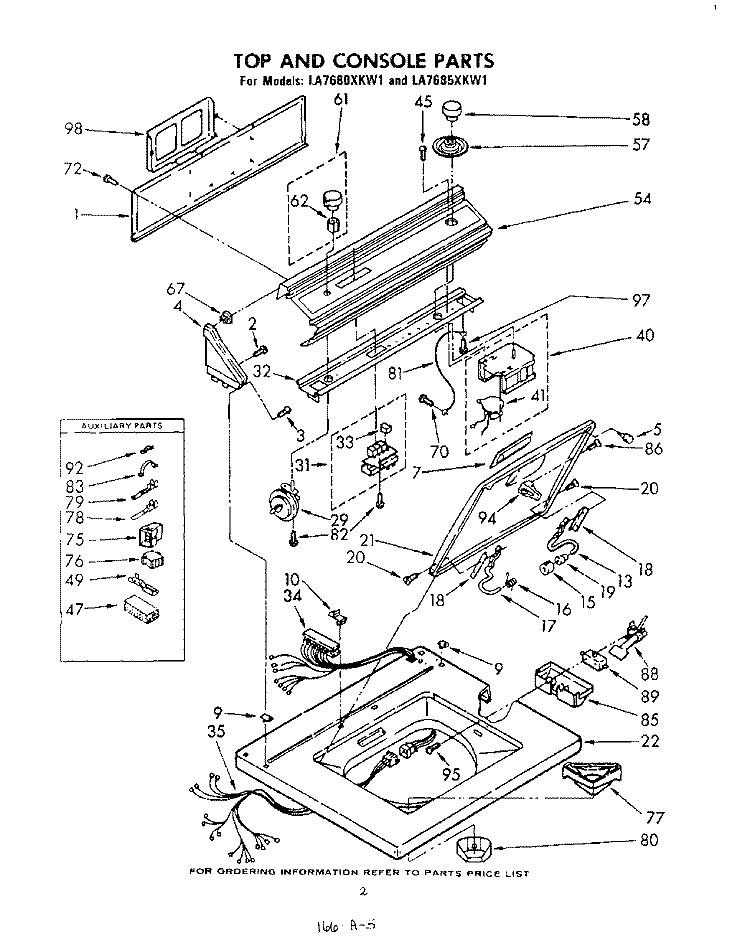 TOP AND CONSOLE Diagram and Parts List for LA7680XKW1  Whirlpool Washer