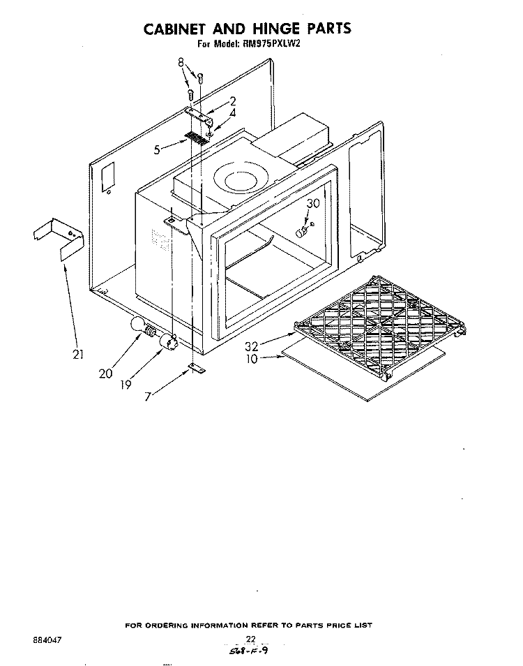 CABINET AND HINGE Diagram and Parts List for RM975PXLW2  Whirlpool Microwave Oven Combo