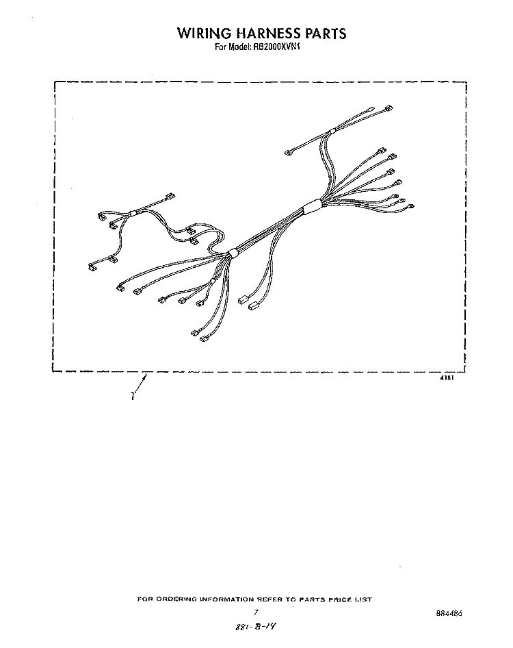 WIRING HARNESS Diagram and Parts List for RB2000XVW1  Whirlpool Wall Oven