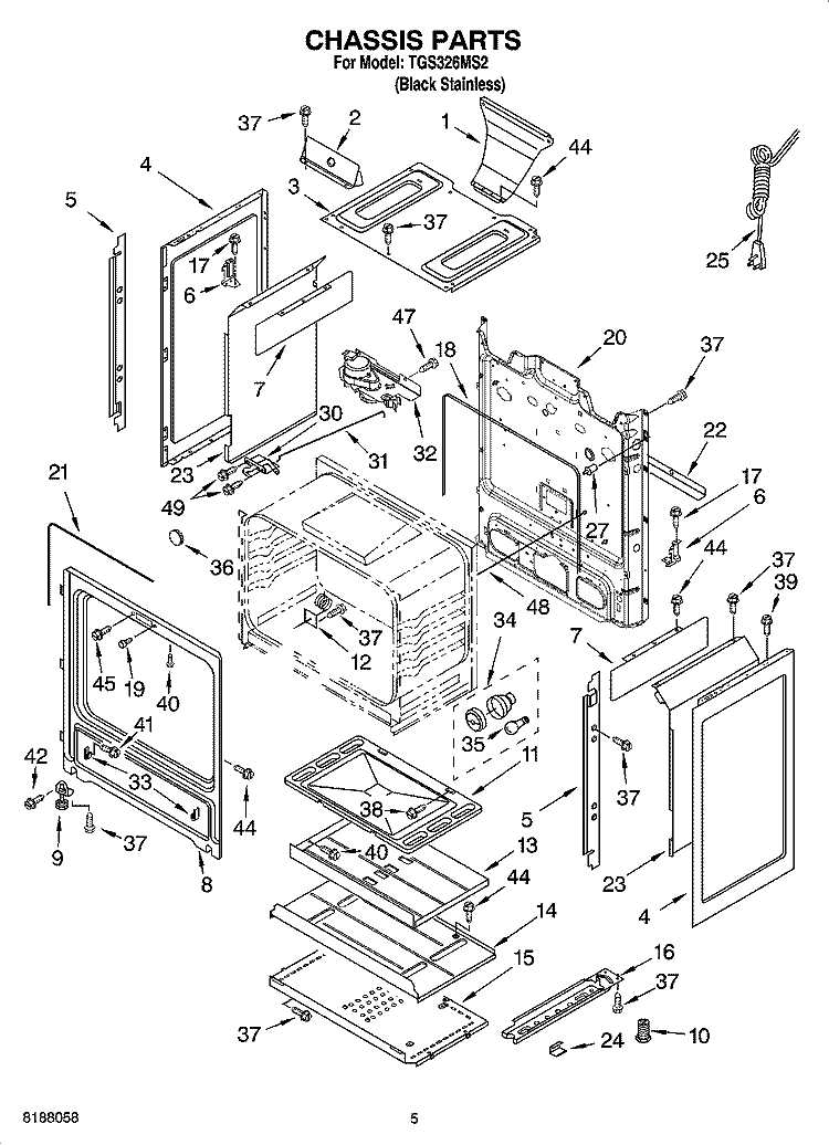 CHASSIS PARTS Diagram and Parts List for TGS326MS2  Estate Range