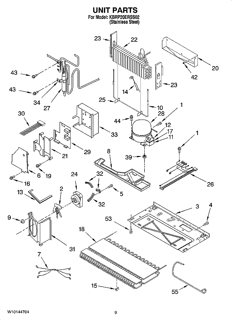 UNIT PARTS Diagram and Parts List for KBRP20ERSS02  KitchenAid Refrigerator