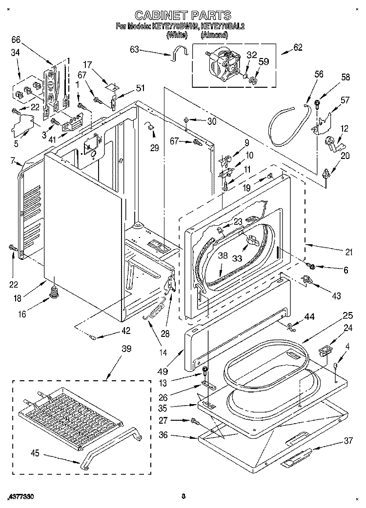 SECTION Diagram and Parts List for KEYE770BWH2  KitchenAid Dryer