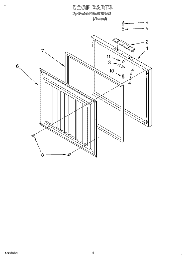 SECTION Diagram and Parts List for EH100FXEN06  Whirlpool Freezer