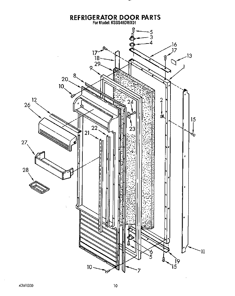 REFRIGERATOR DOOR Diagram and Parts List for KSSS48DWX01  KitchenAid Refrigerator