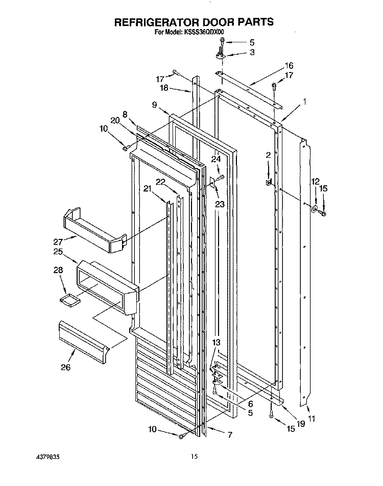 REFRIGERATOR DOOR Diagram and Parts List for KSSS36QDX00  KitchenAid Refrigerator