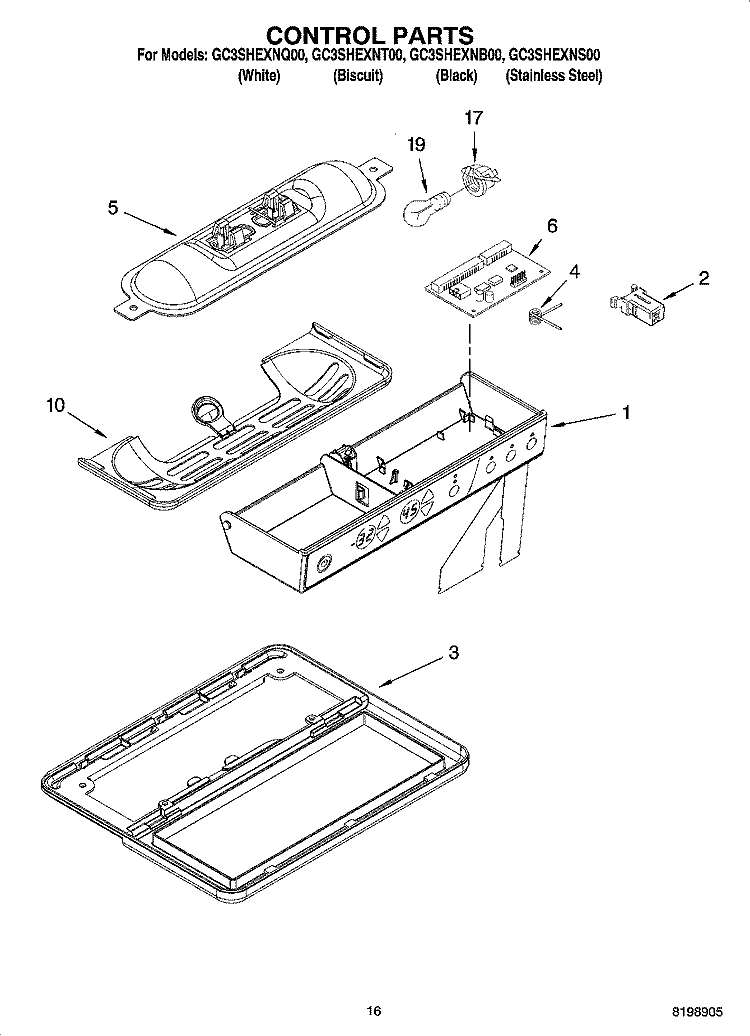 CONTROL PARTS Diagram and Parts List for GC3SHEXNQ00  Whirlpool Refrigerator