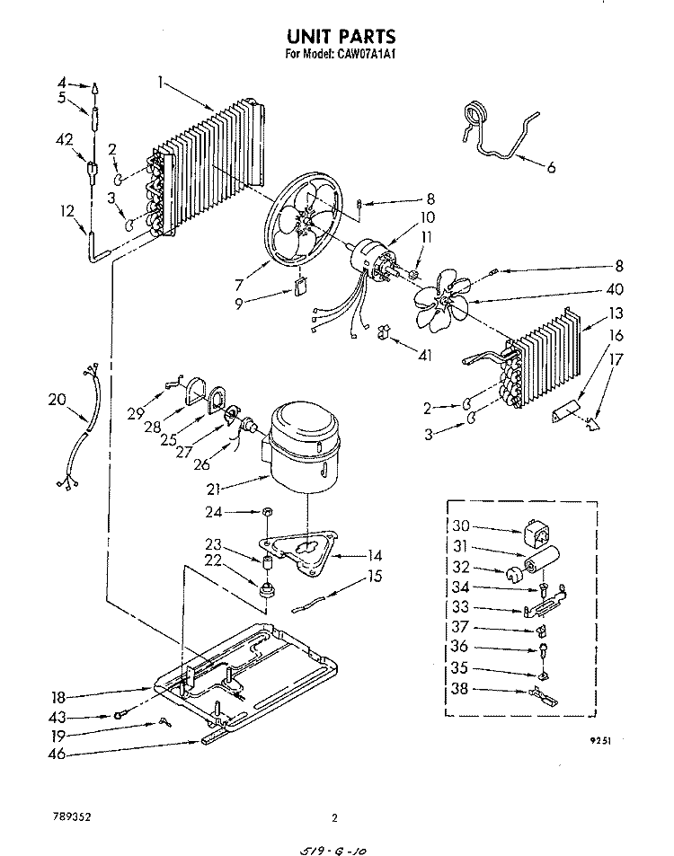 SECTION Diagram and Parts List for CAW07A1A1  Whirlpool Air Conditioner