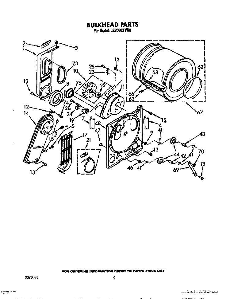 SECTION Diagram and Parts List for LE7000XTW0  Whirlpool Dryer