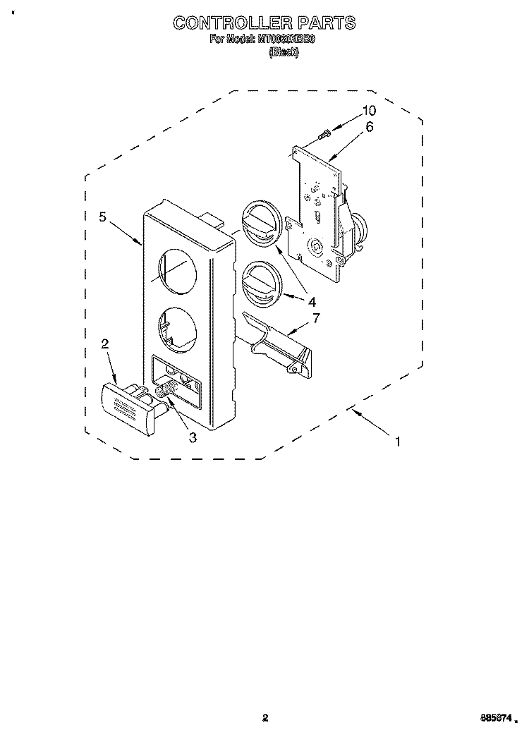 CONTROLLER Diagram and Parts List for MT0061XBB0  Whirlpool Microwave