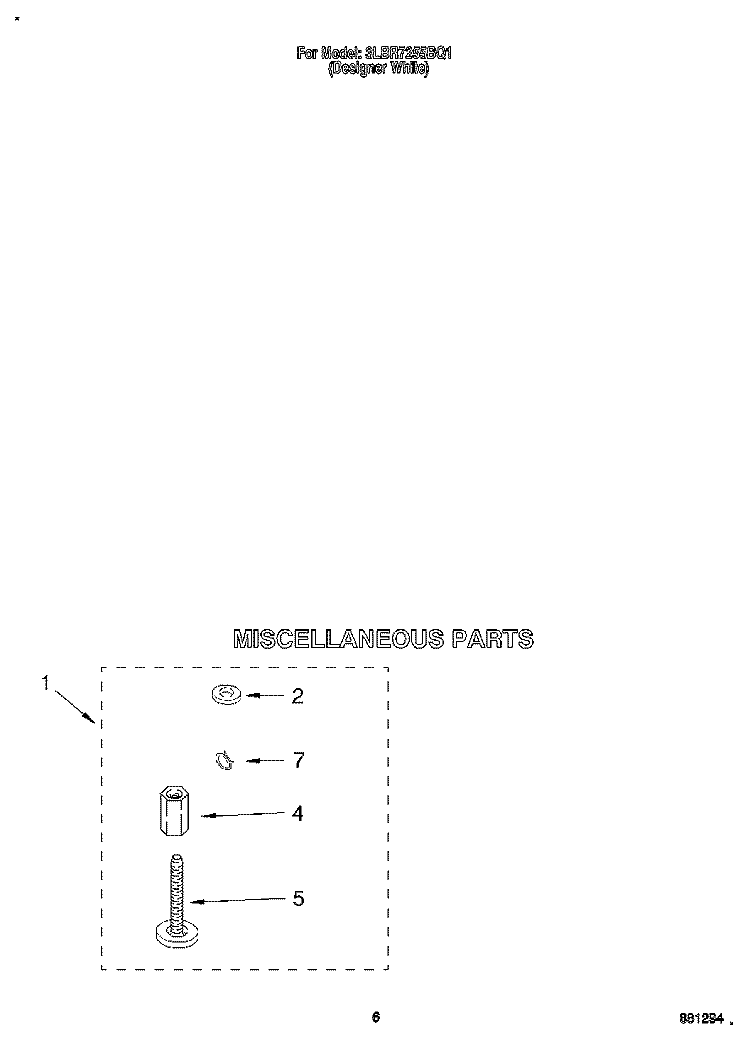 MISCELLANEOUS Diagram and Parts List for 3LBR7255BQ1  Whirlpool Washer