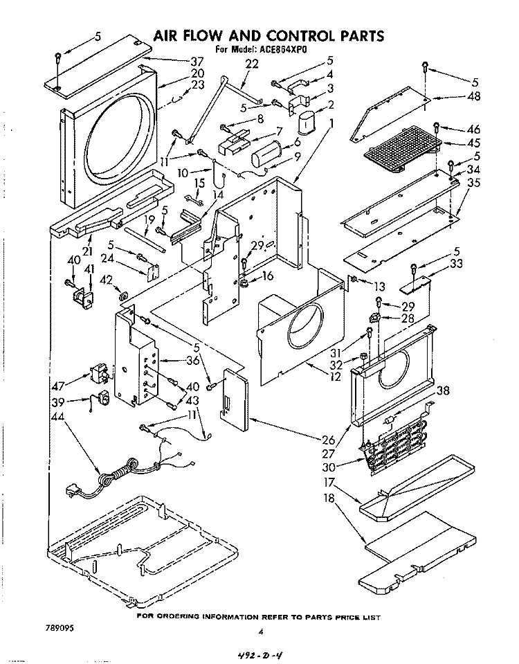 AIRFLOW AND CONTROL Diagram and Parts List for ACE864XP0  Whirlpool Air Conditioner