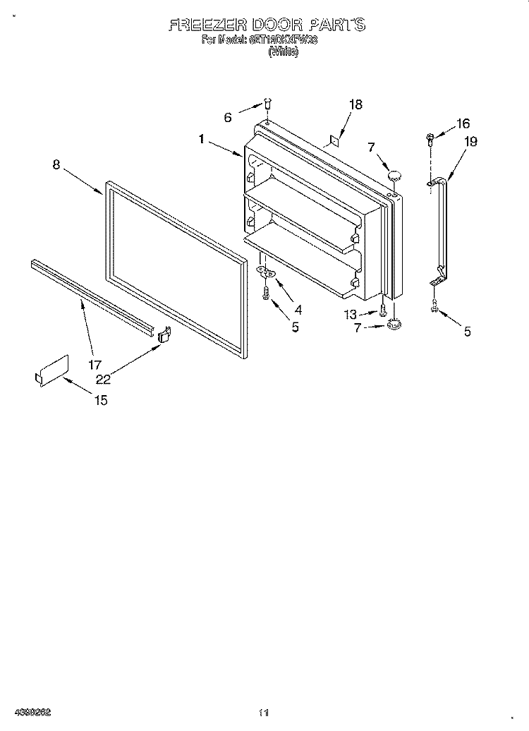 FREEZER DOOR, OPTIONAL Diagram and Parts List for 6ET19DKXFW03  Whirlpool Refrigerator