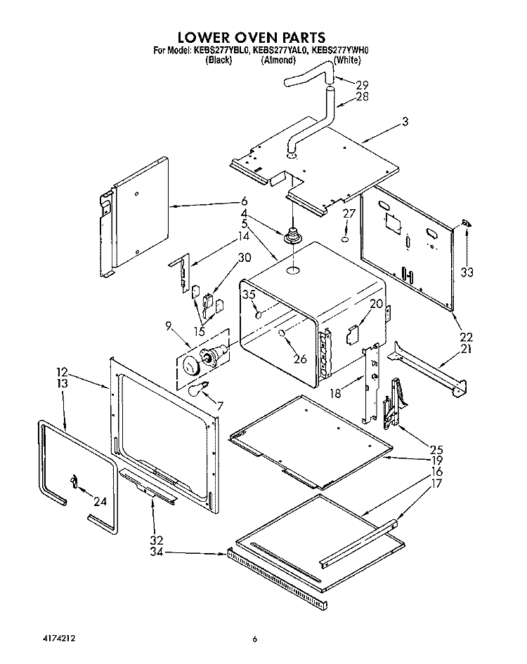 LOWER OVEN Diagram and Parts List for KEBS277YBL0  KitchenAid Wall Oven