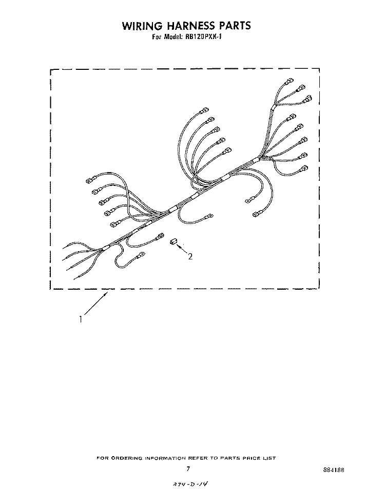 WIRING HARNESS Diagram and Parts List for RB120PXK1  Whirlpool Wall Oven