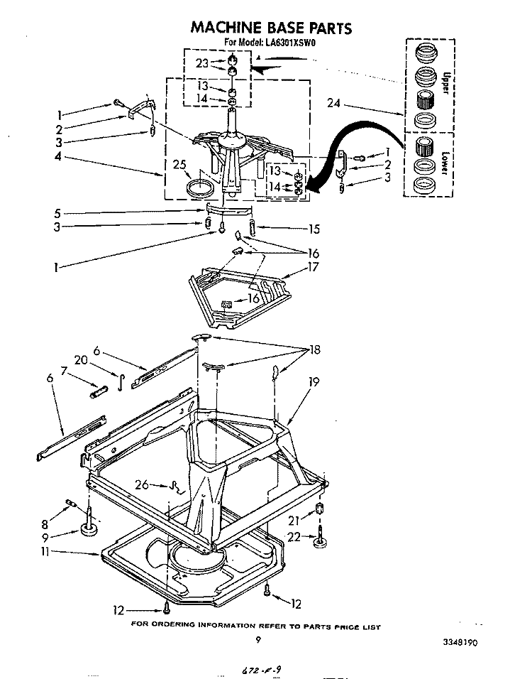 MACHINE BASE Diagram and Parts List for LA6301XSW0  Whirlpool Washer