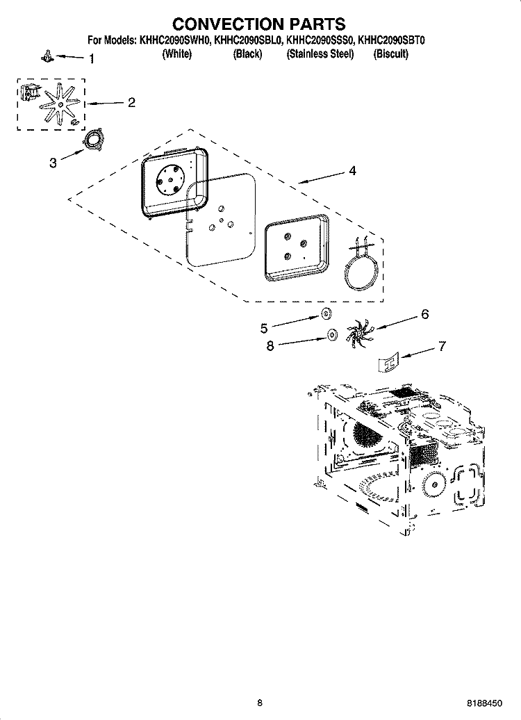 CONVECTION PARTS Diagram and Parts List for KHHC2090SSS0  KitchenAid Microwave