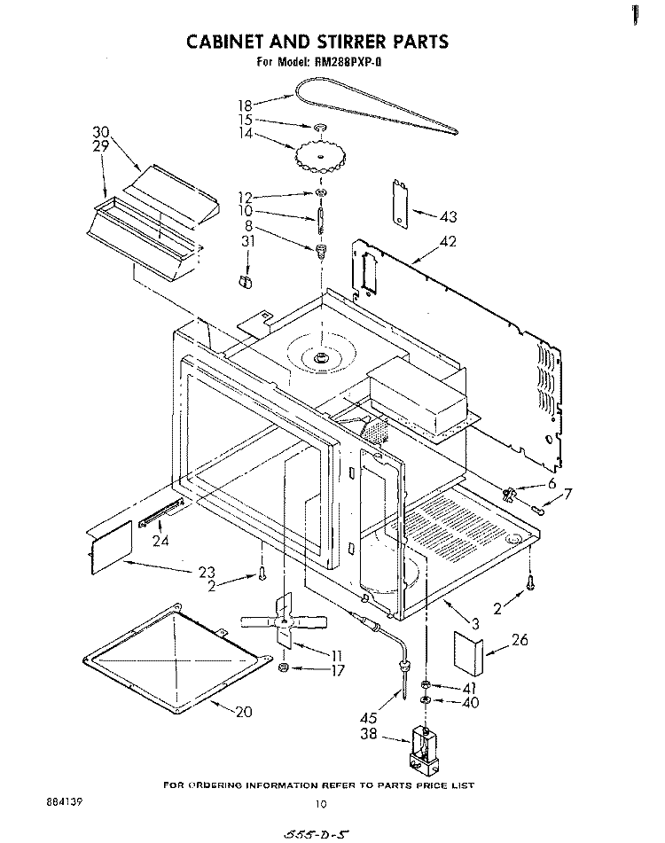 CABINET AND STIRRER Diagram and Parts List for RM288PXP0  Whirlpool Microwave Oven Combo