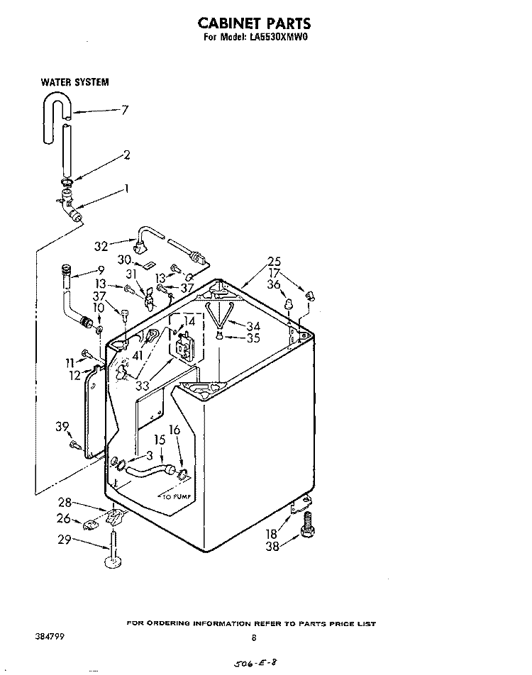 CABINET Diagram and Parts List for LA5530XMW0  Whirlpool Washer