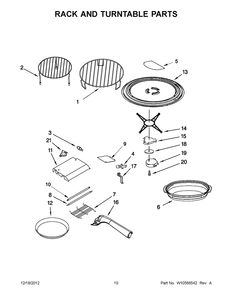 RACK AND TURNTABLE PARTS Diagram and Parts List for KHHC2090SSS4  KitchenAid Microwave