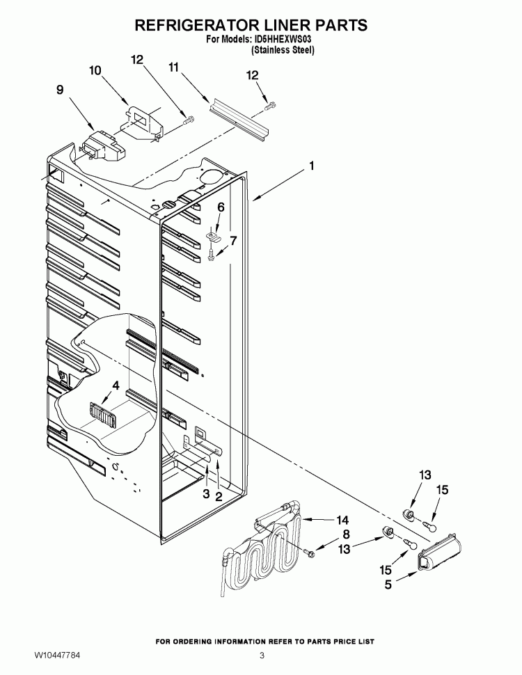 REFRIGERATOR LINER PARTS Diagram and Parts List for ID5HHEXWS03  Whirlpool Refrigerator