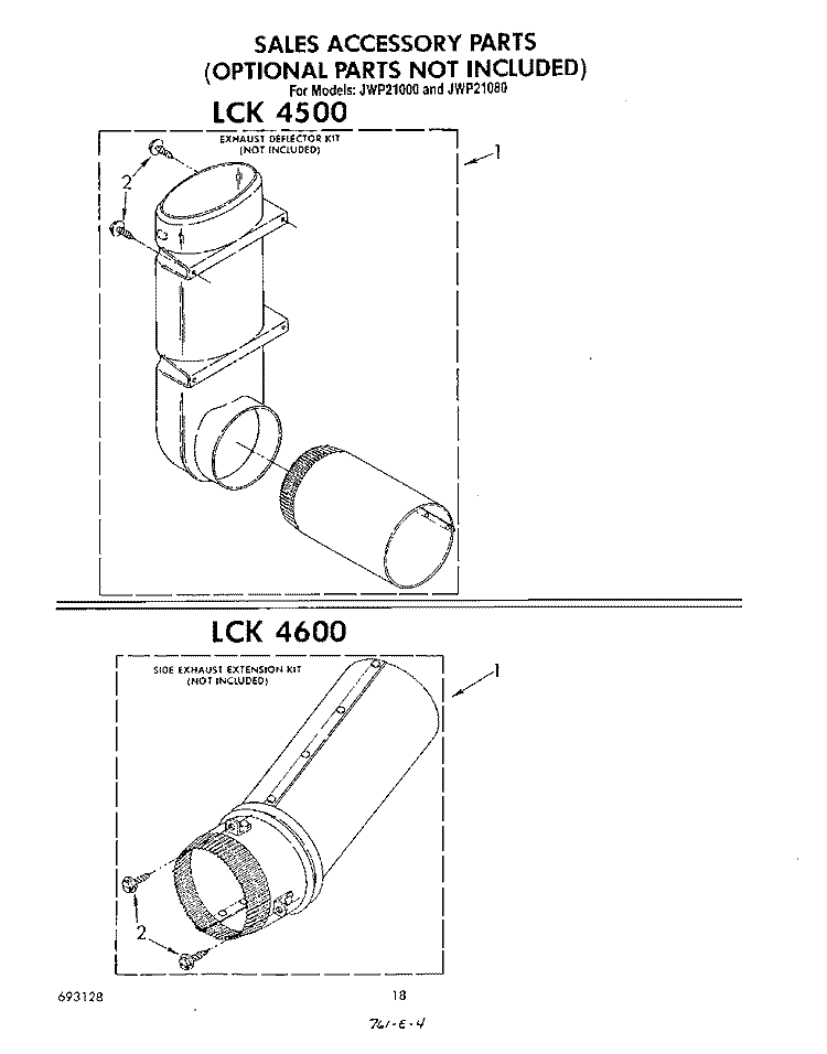LCK4500 , LCK4600 Diagram and Parts List for JWP21000  Whirlpool Washer Dryer Combo