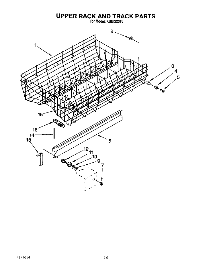 UPPER RACK AND TRACK Diagram and Parts List for KUDI220T6  KitchenAid Dishwasher
